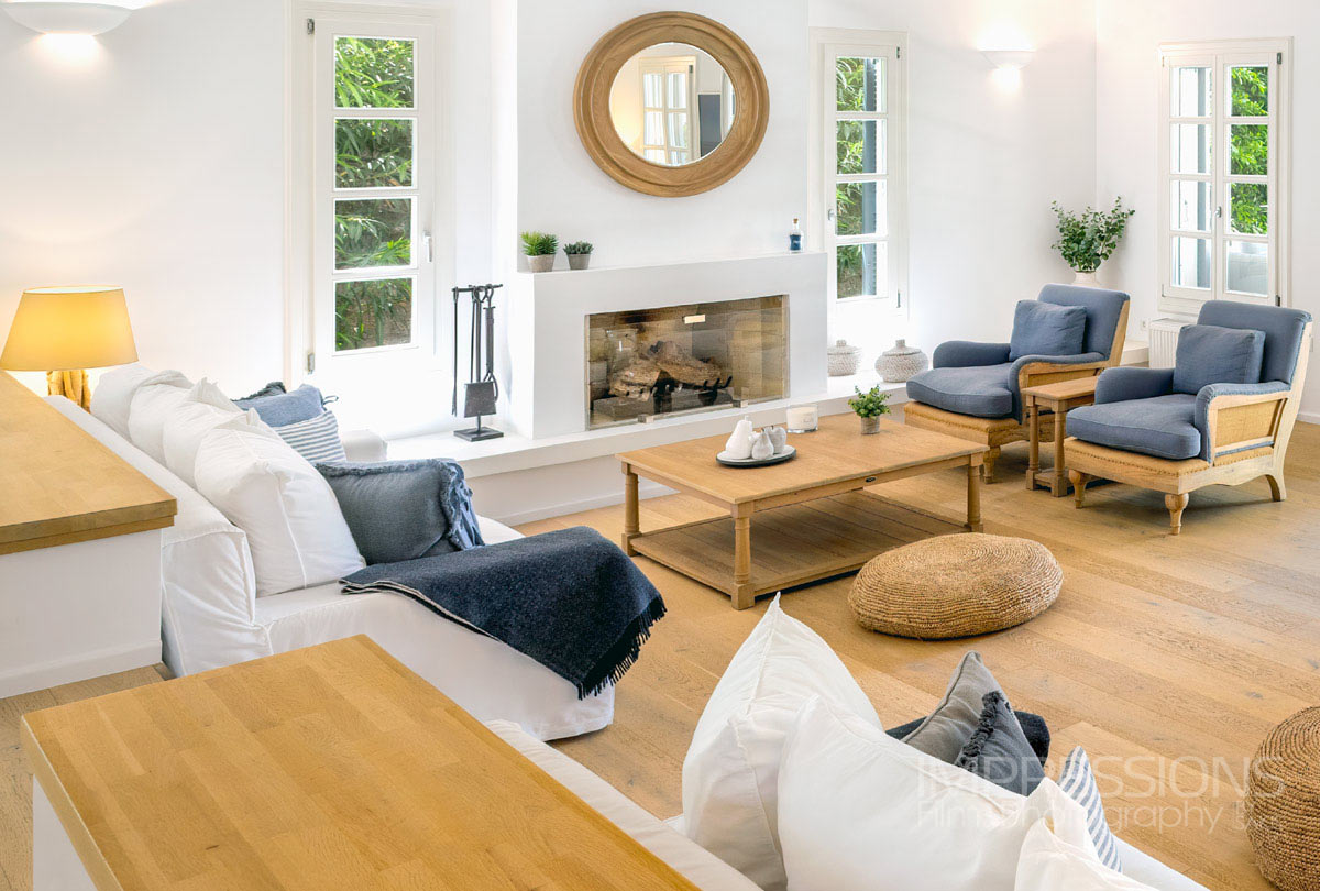 luxury villa spetses greece interior photography
