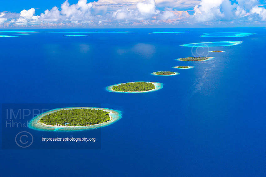Maldives, Aerial view of Baa Atoll Stock Photo