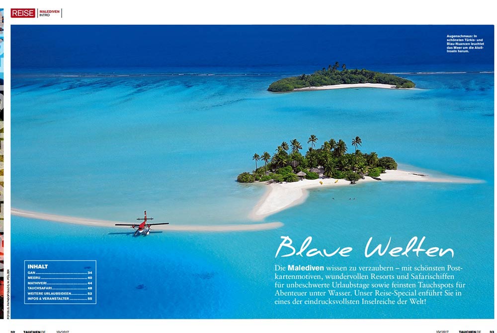 maldives travel and aerial stock photo tauchen magazine