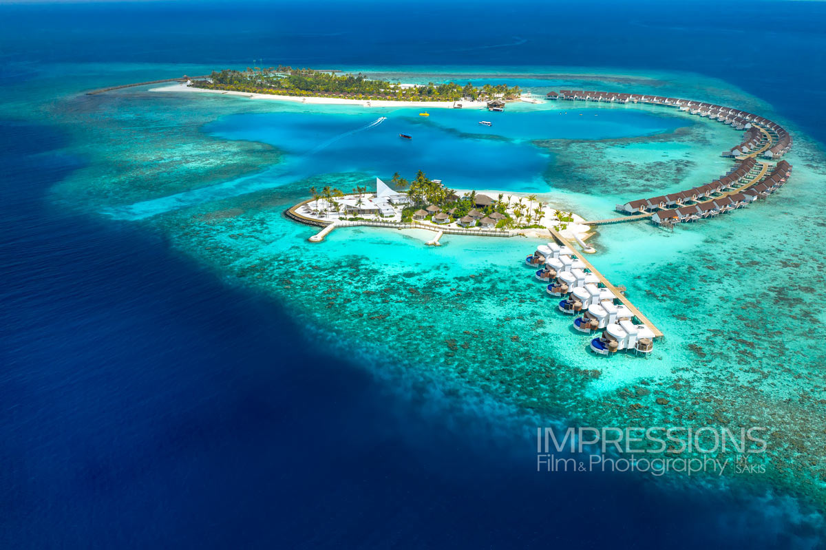 oblu sangeli resort aerial island layout