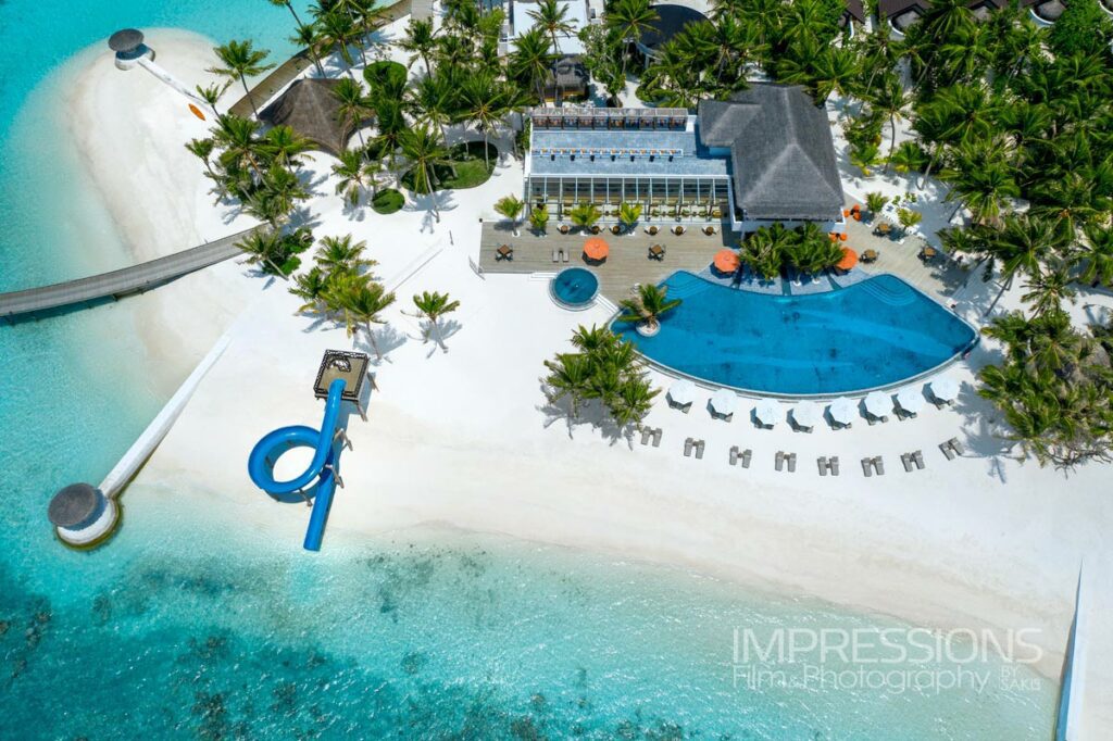 oblu sangeli resort aerial main bar beach layout