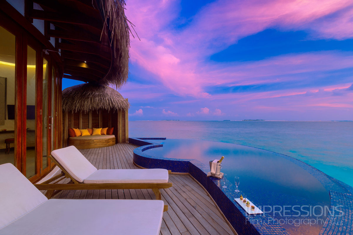 oblu sangeli resort villa photography sunset shot