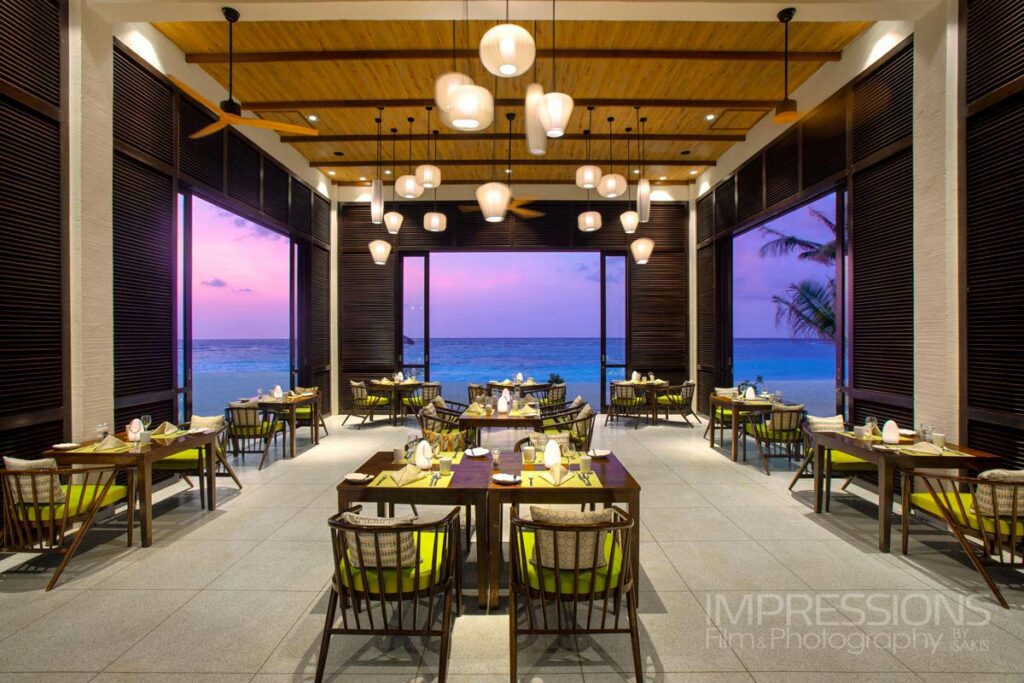 oblu sangeli restaurant interior photography sunset shot