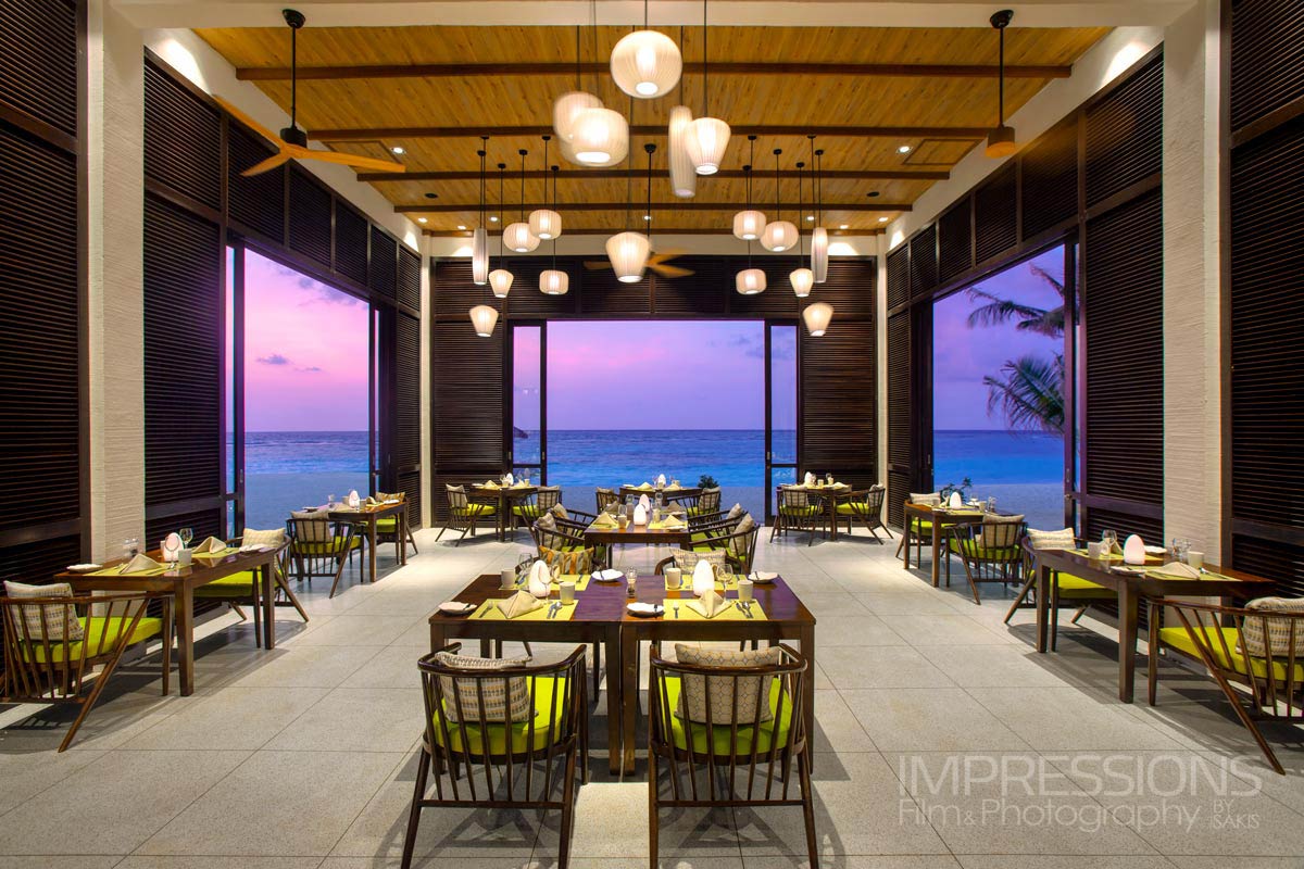 oblu sangeli restaurant interior photography sunset shot