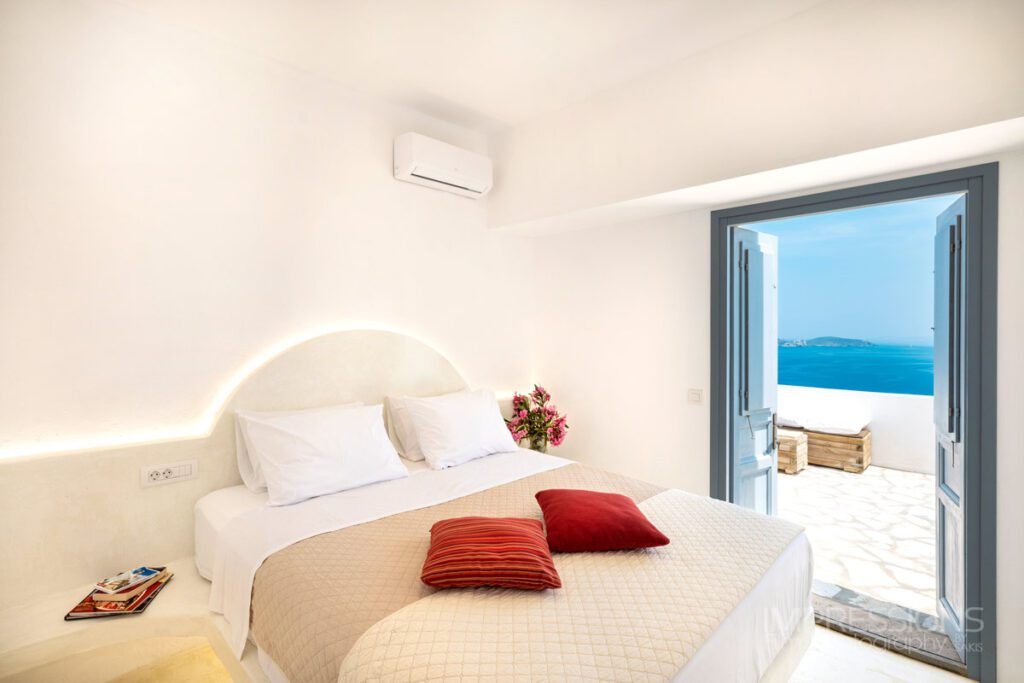 patmos villa bedroom photography sea view