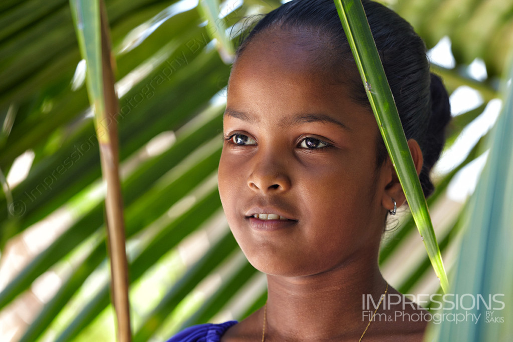 portrait of a young girl on a Maldives local island