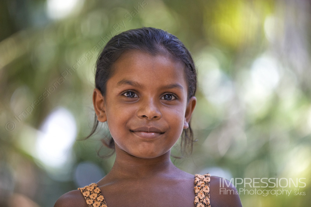 portrait of a young girl on a Maldives local island