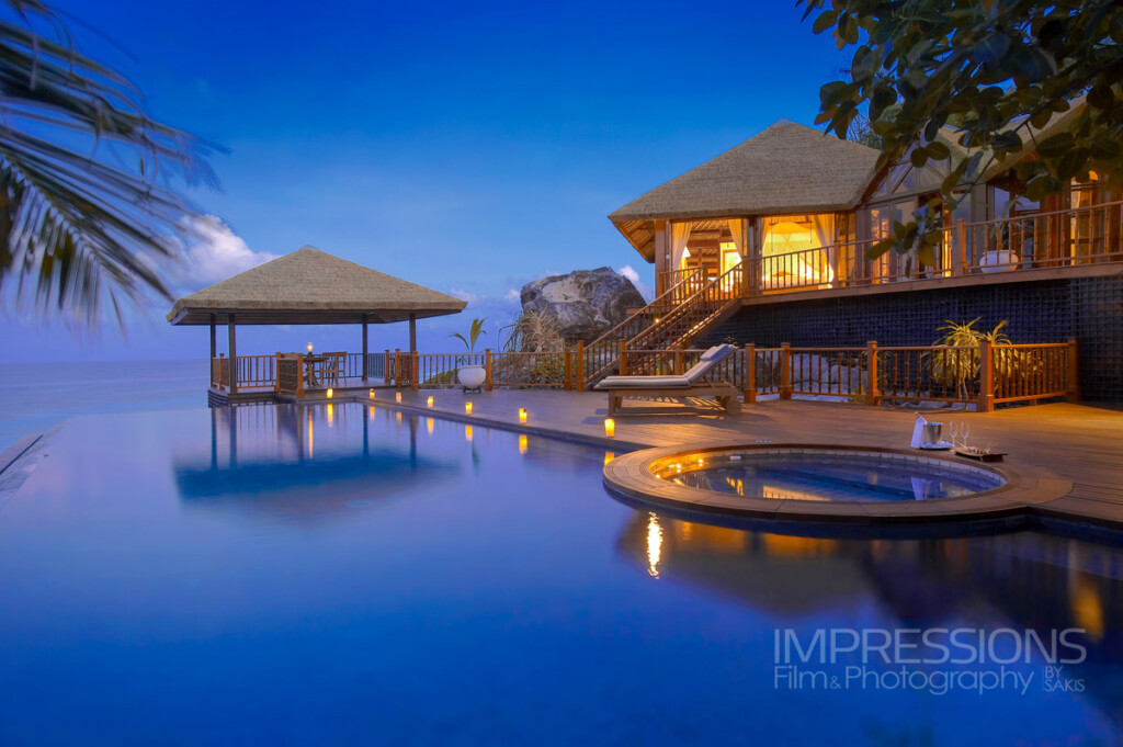 Private Island photographer - Luxury Villa at Sunset Fregate Island Seychelles photography