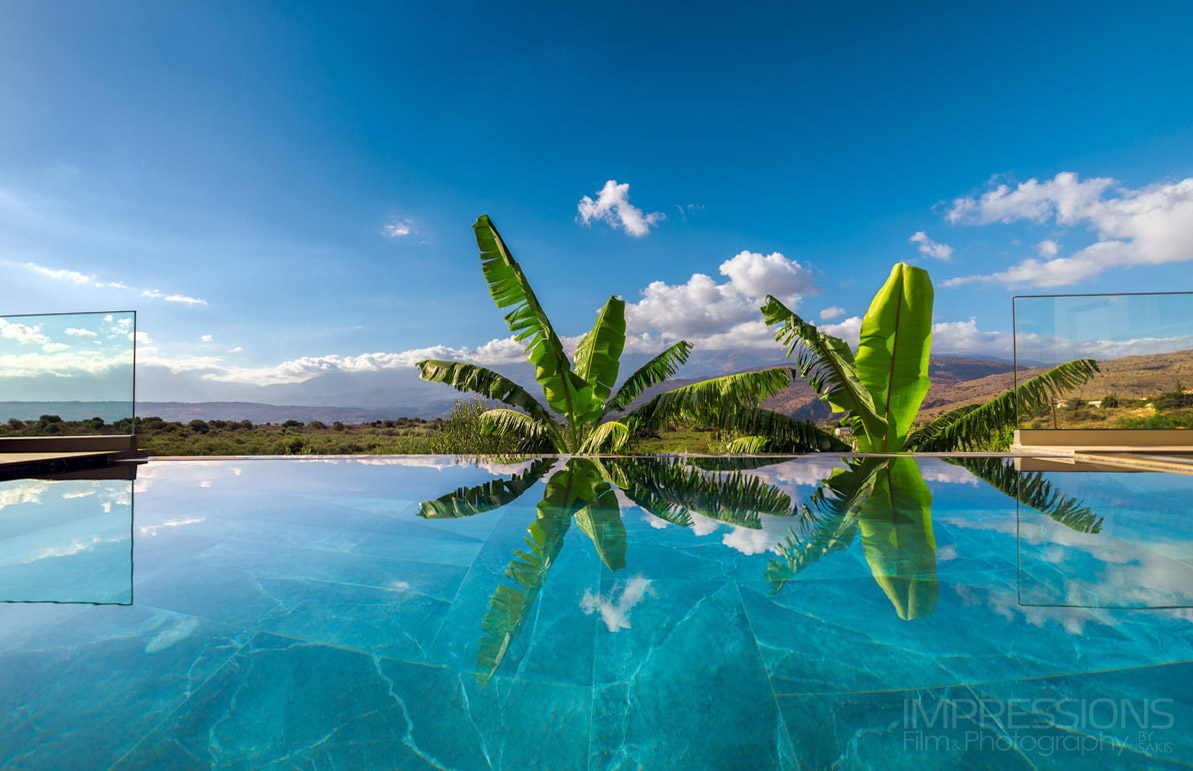 pool villa photography chania crete reflection