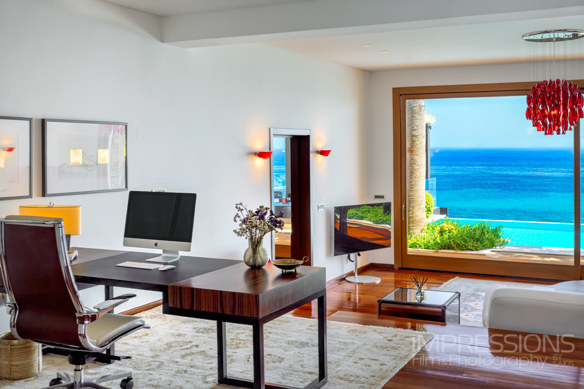 porto zante luxury villa interior design office sea view greece