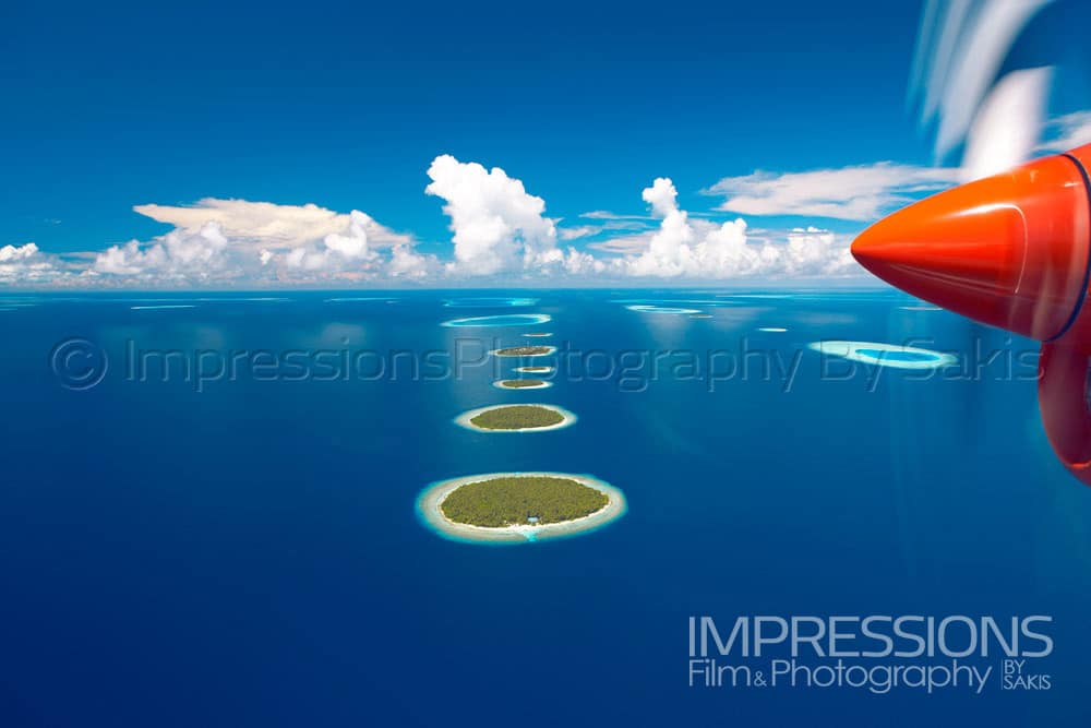 professional aerial photography from a seaplane maldives