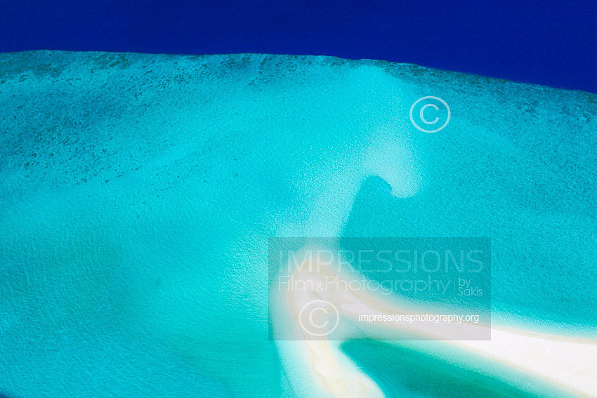 sandbank in maldives aerial photo