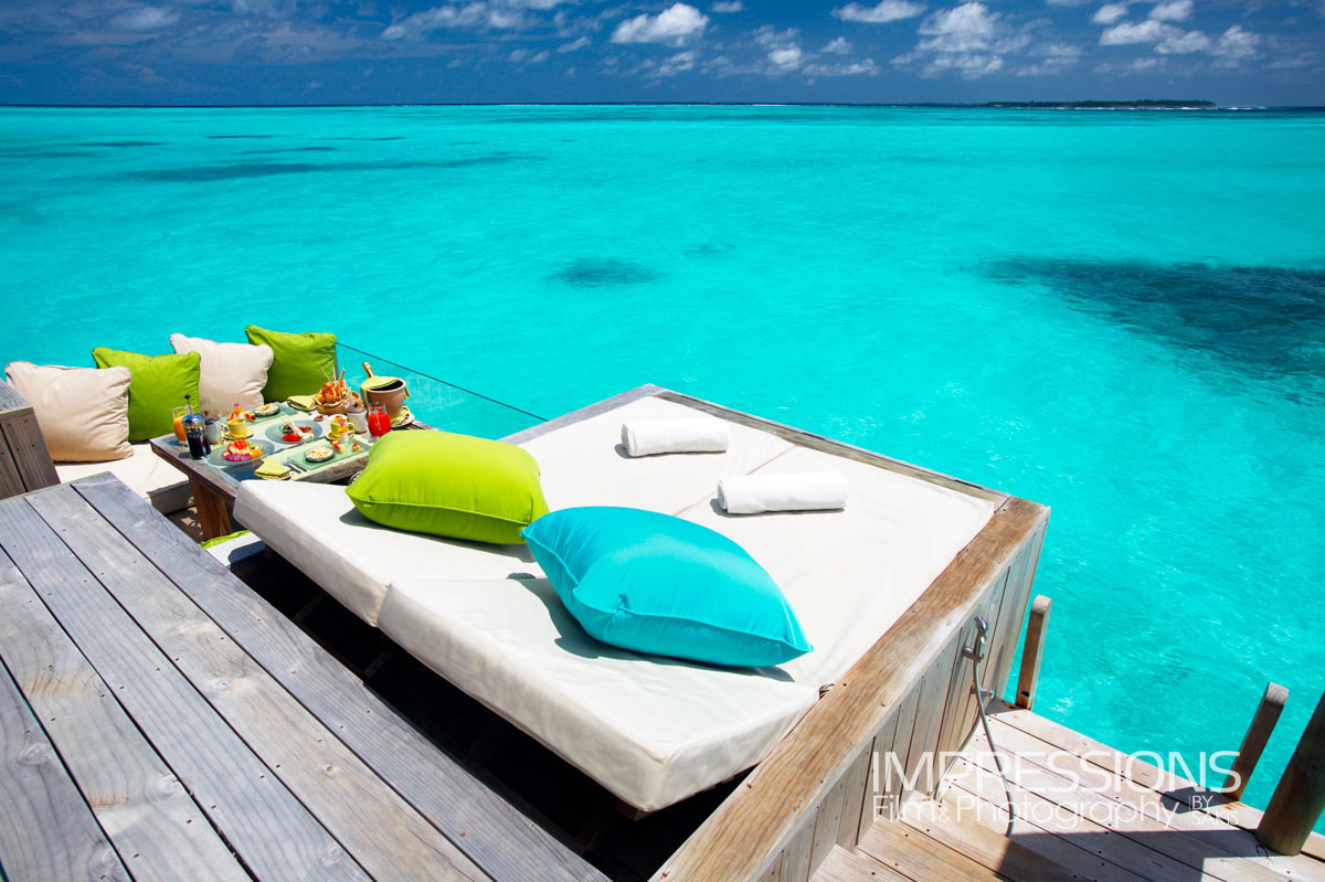 six senses laamu hero shot villa breakfast view