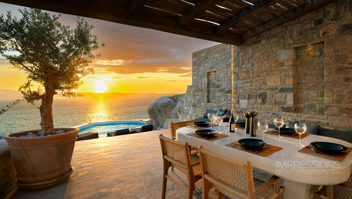 sunset dining lifestyle photography luxury villa naxos greece case study
