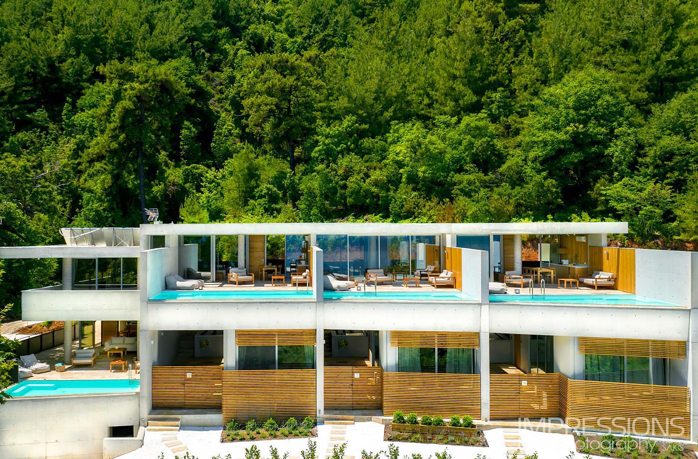 villa aerial view drone photography thassos greece
