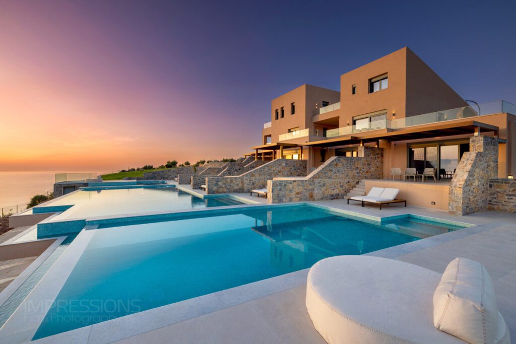 villa architecture view sunset