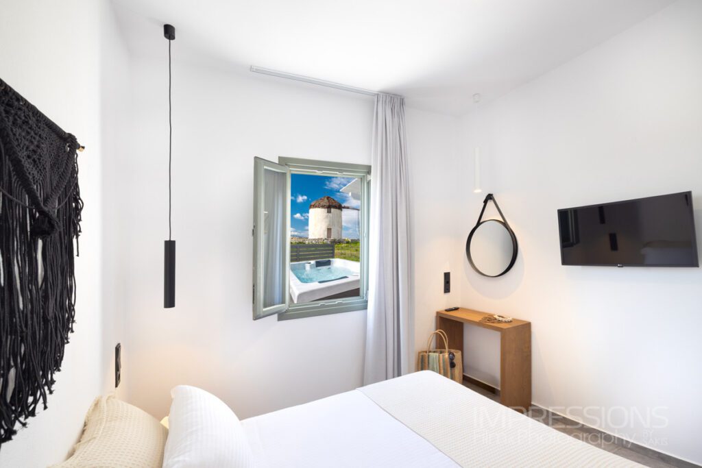 villa bedroom view jacuzzi naxos greece