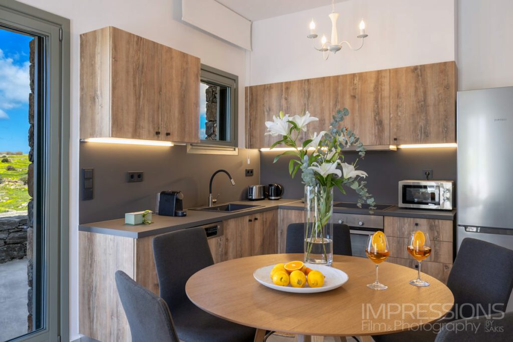 villa dining area interior naxos greece