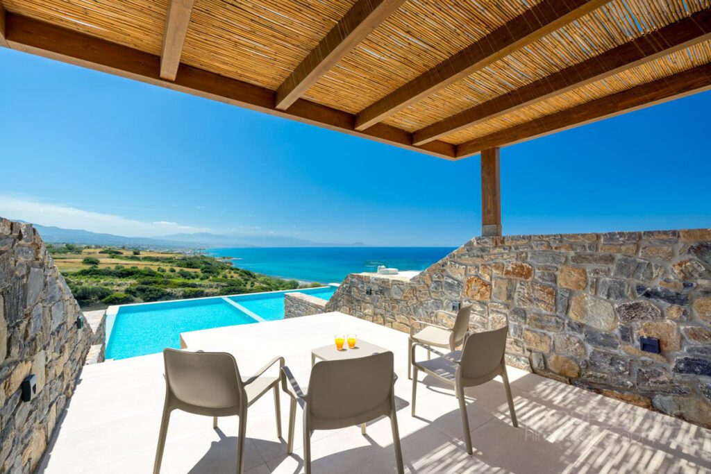 villa exterior stone outdoor seaview crete