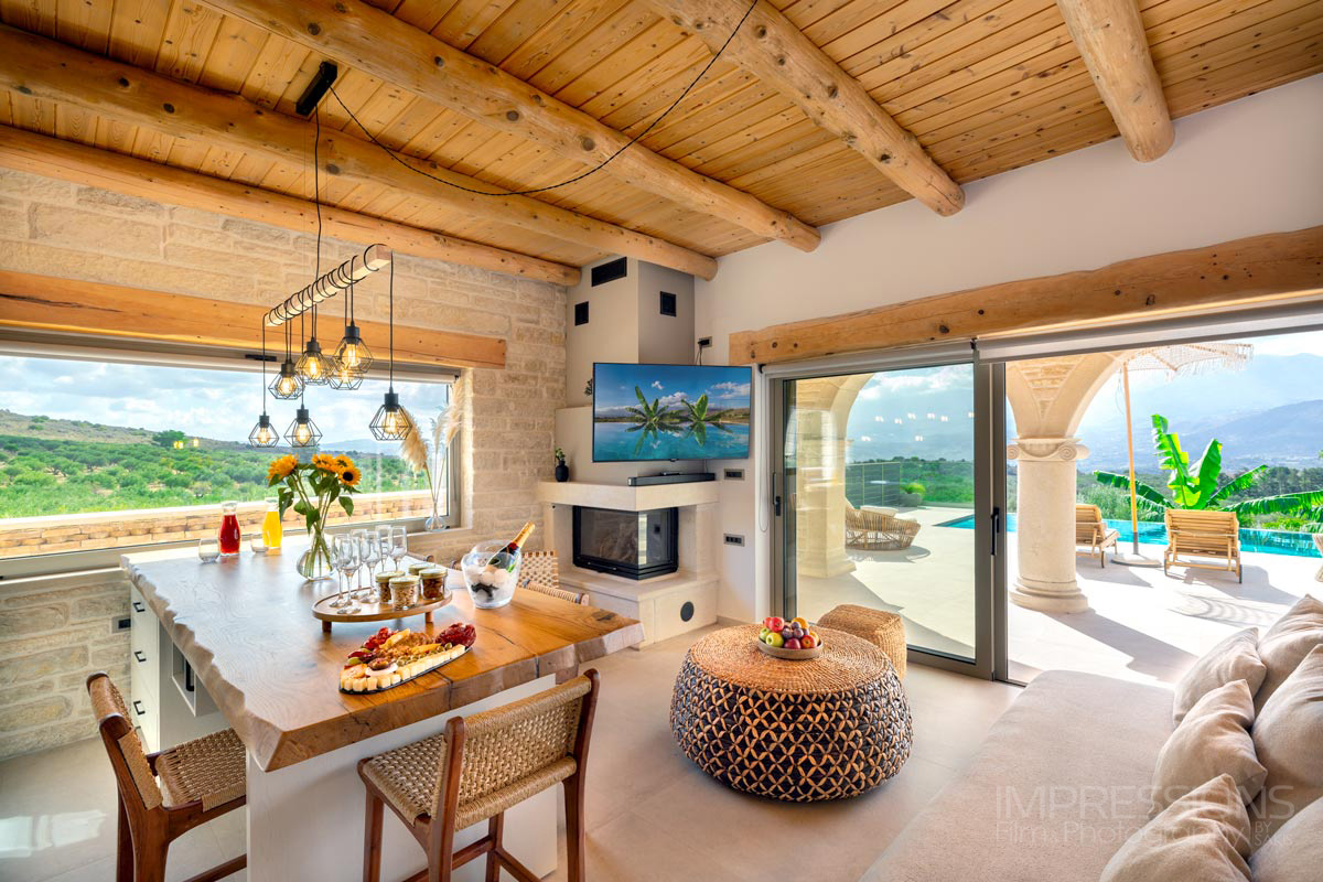 villa interior photography chania crete living area