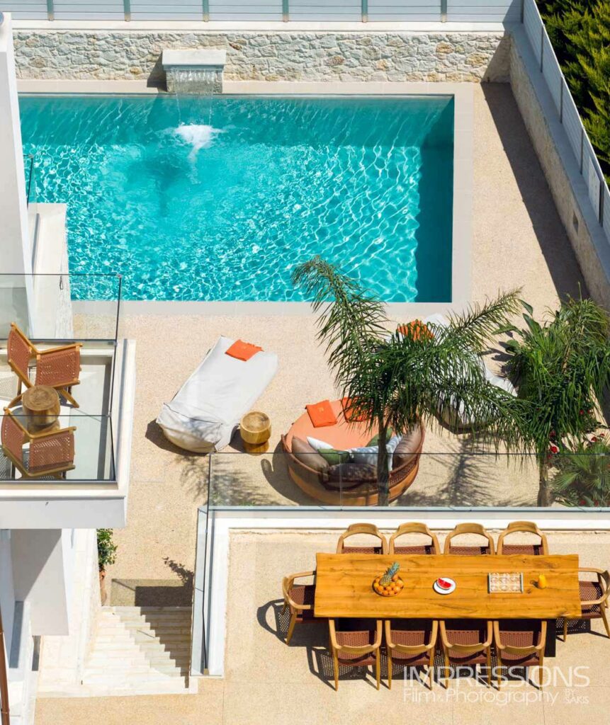 villa pool drone rethymno crete