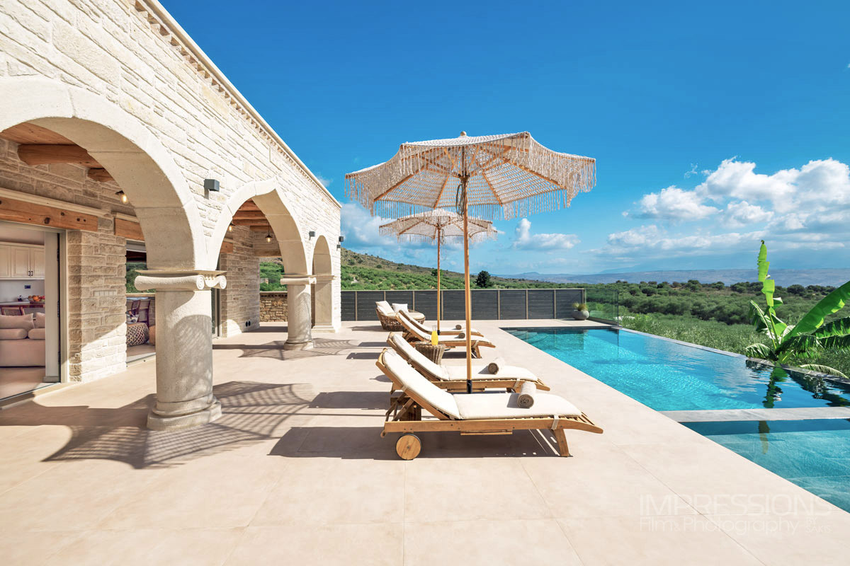 villa pool photography chania crete poolside