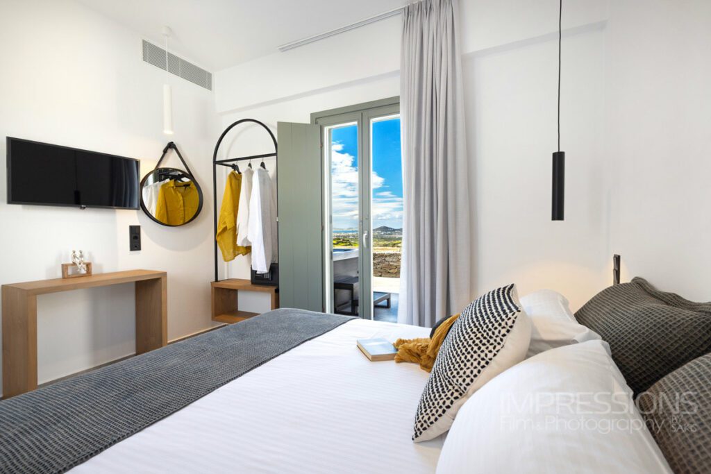 villa second bedroom interior design naxos