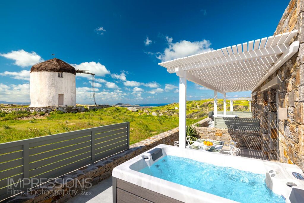 villa terrace windmill view naxos greece