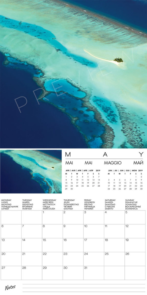 Wall Calendar 2019 Maldives islands