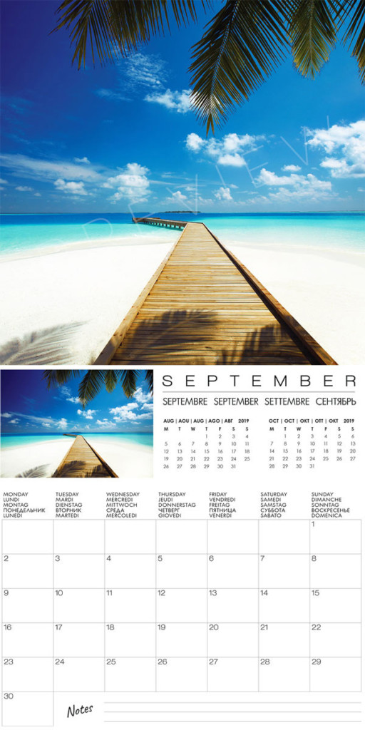 Wall Calendar 2019 Maldives islands